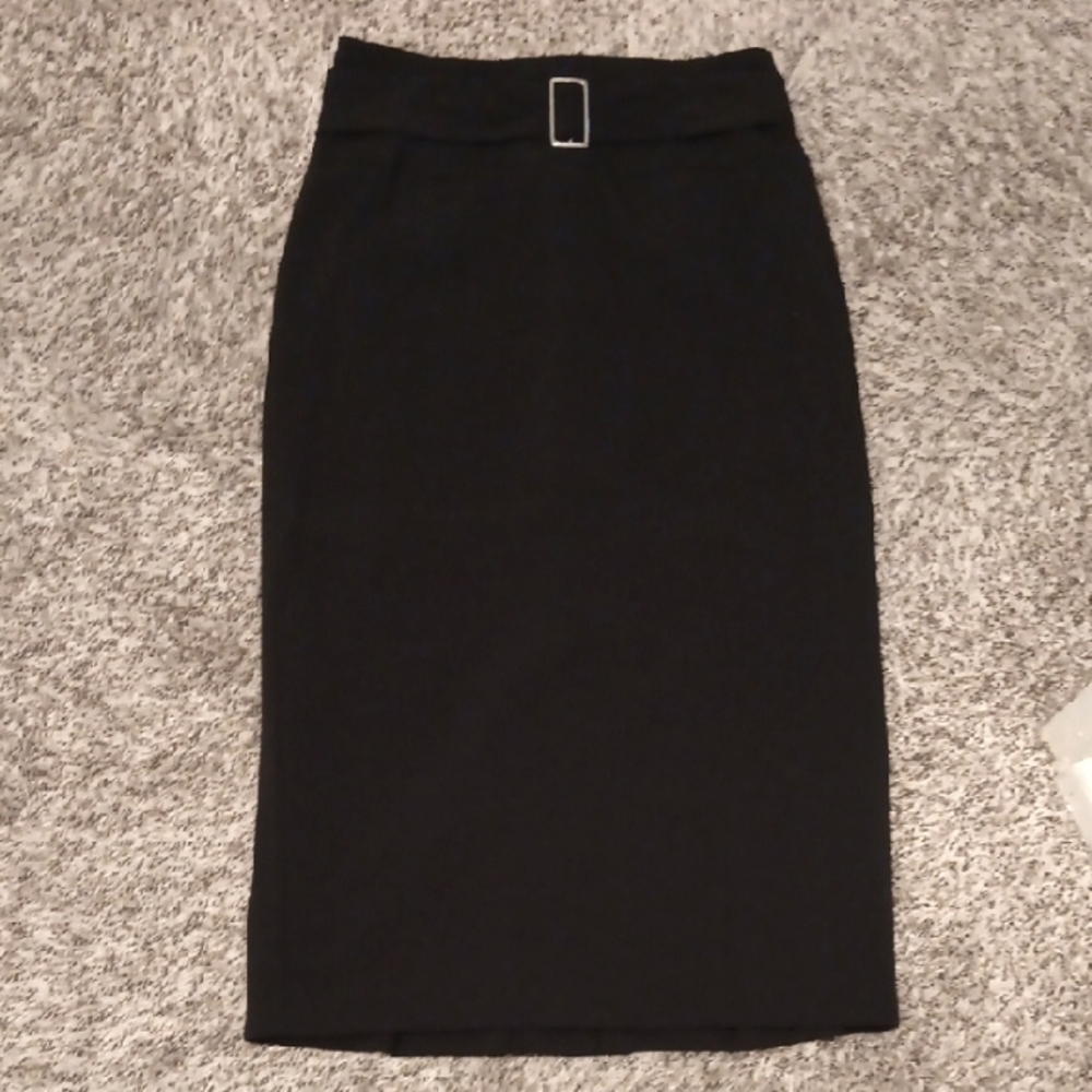 Women's Worthington Long Black Pencil Skirt w Fishtail Pleats (See Back Of Skirt
